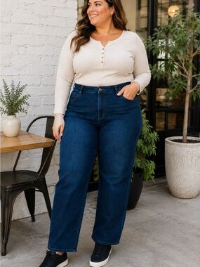 Talbots Plus 20W High Waist Barely Boot Curvy Stretch Jeans Dark Wash